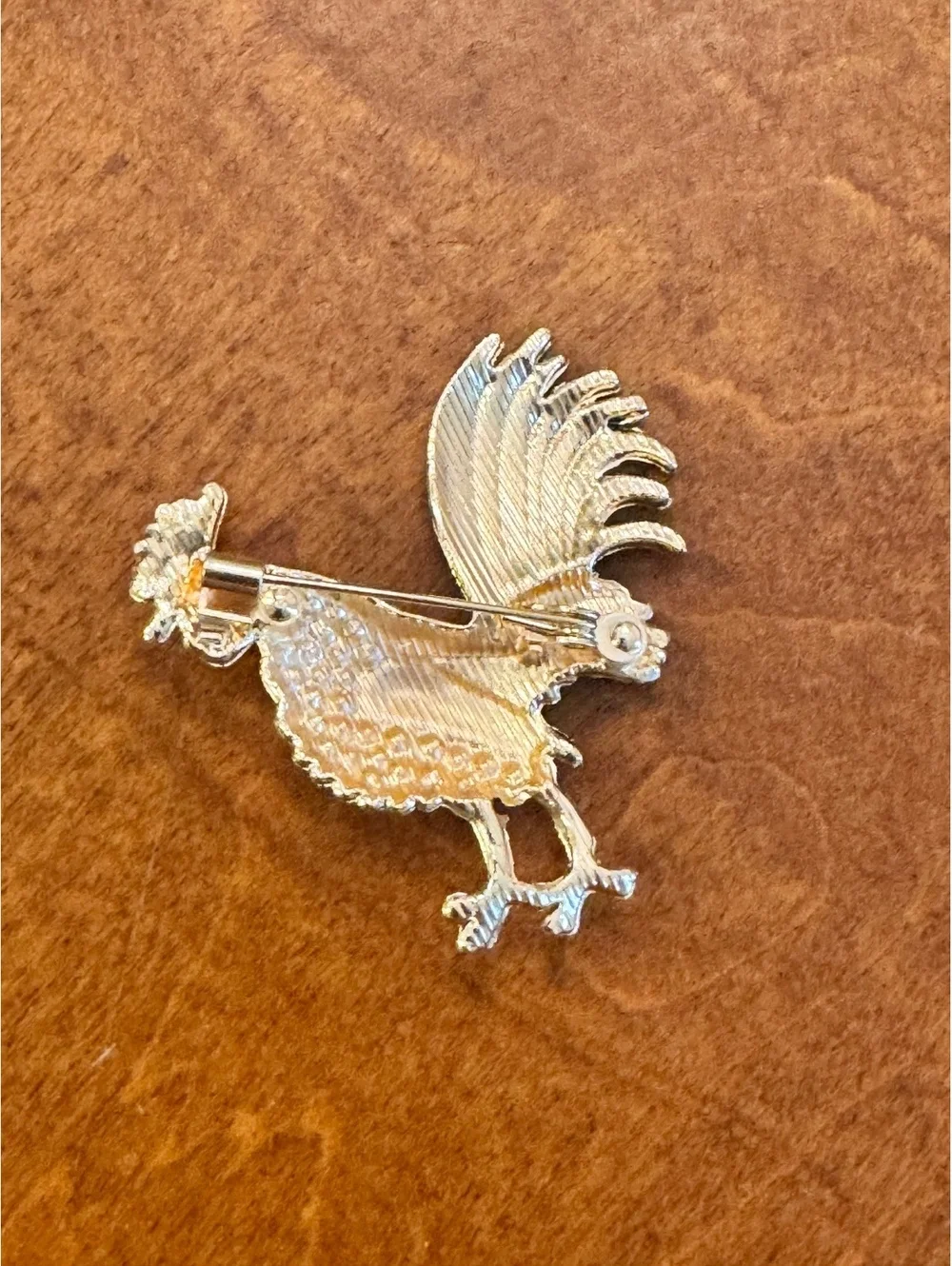 Vintage Rooster Brooch Pin with Rhinestones and Enamel 511